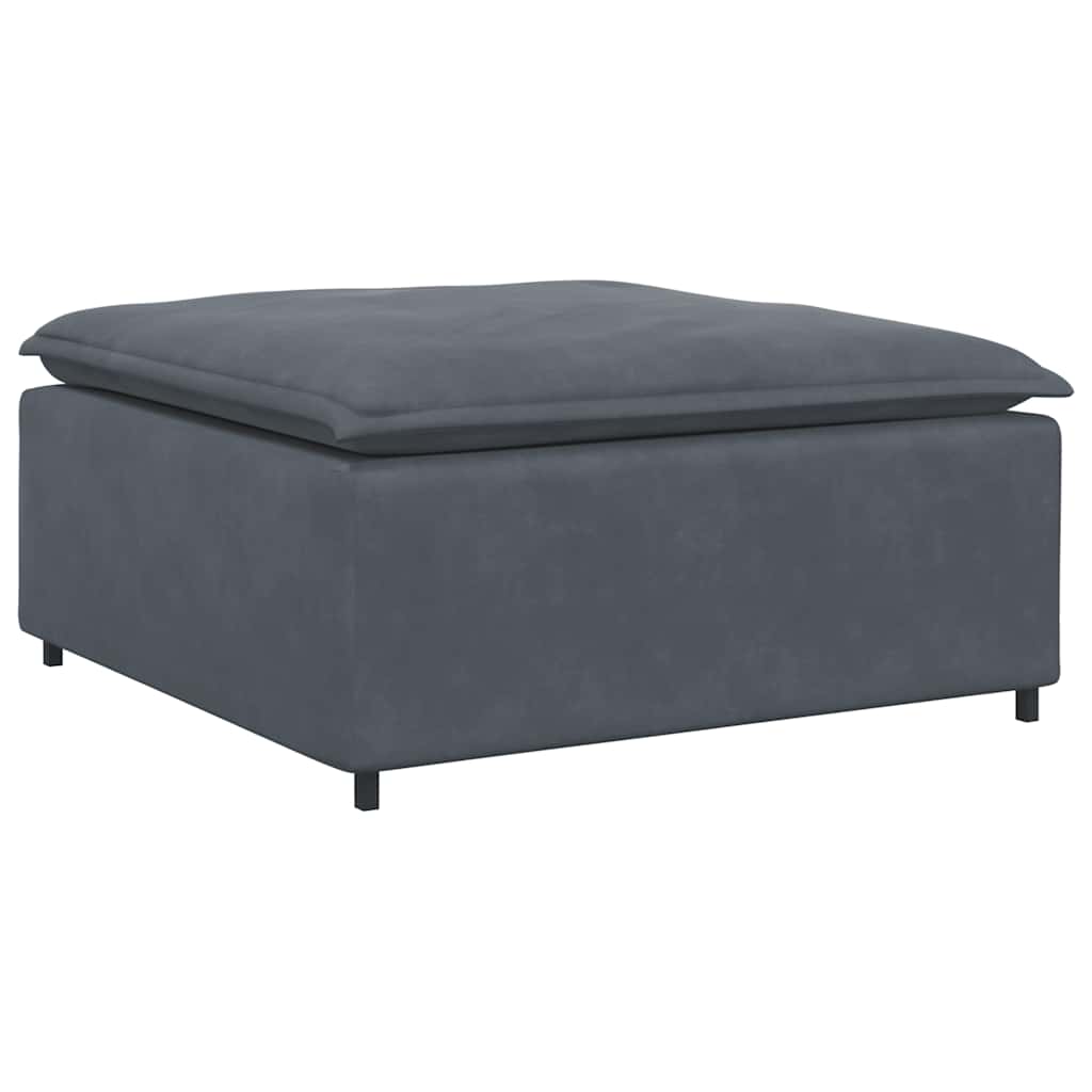 Sofá modular con reposapiés y cojines gris oscuro
