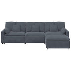Sofá modular con reposapiés y cojines gris oscuro