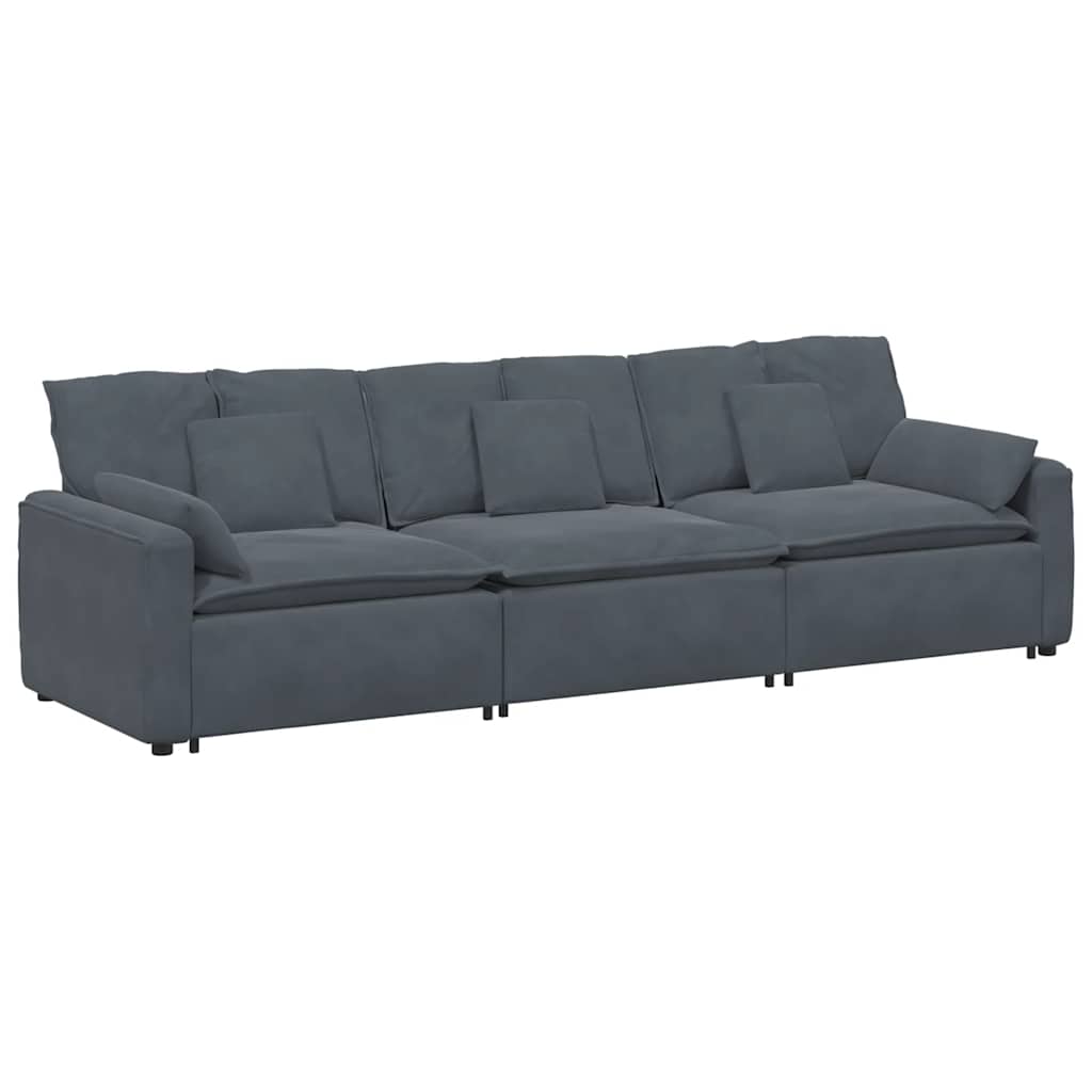 Sofá modular con cojines gris oscuro
