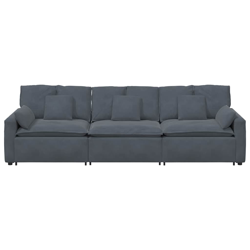 Sofá modular con cojines gris oscuro