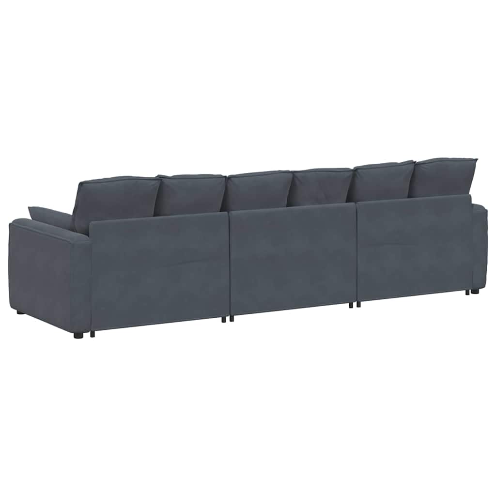 Sofá modular con cojines gris oscuro