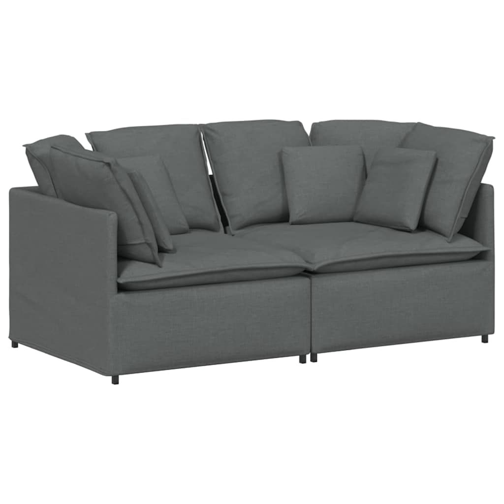 Sofá modular con cojines de tela gris oscuro