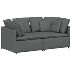 Sofá modular con cojines de tela gris oscuro