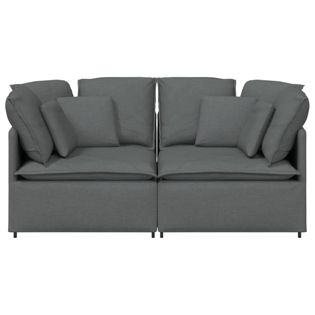 Sofá modular con cojines de tela gris oscuro