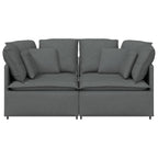 Sofá modular con cojines de tela gris oscuro