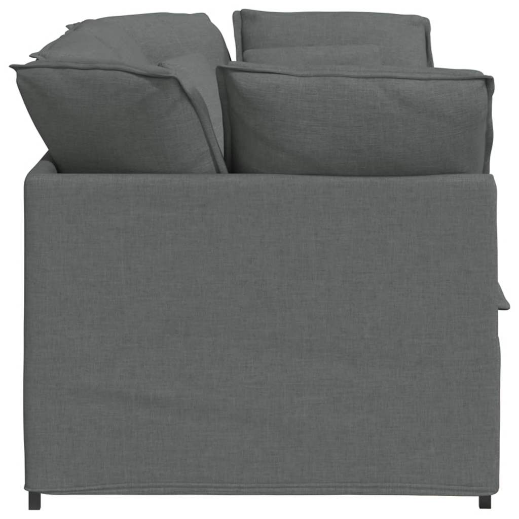 Sofá modular con cojines de tela gris oscuro