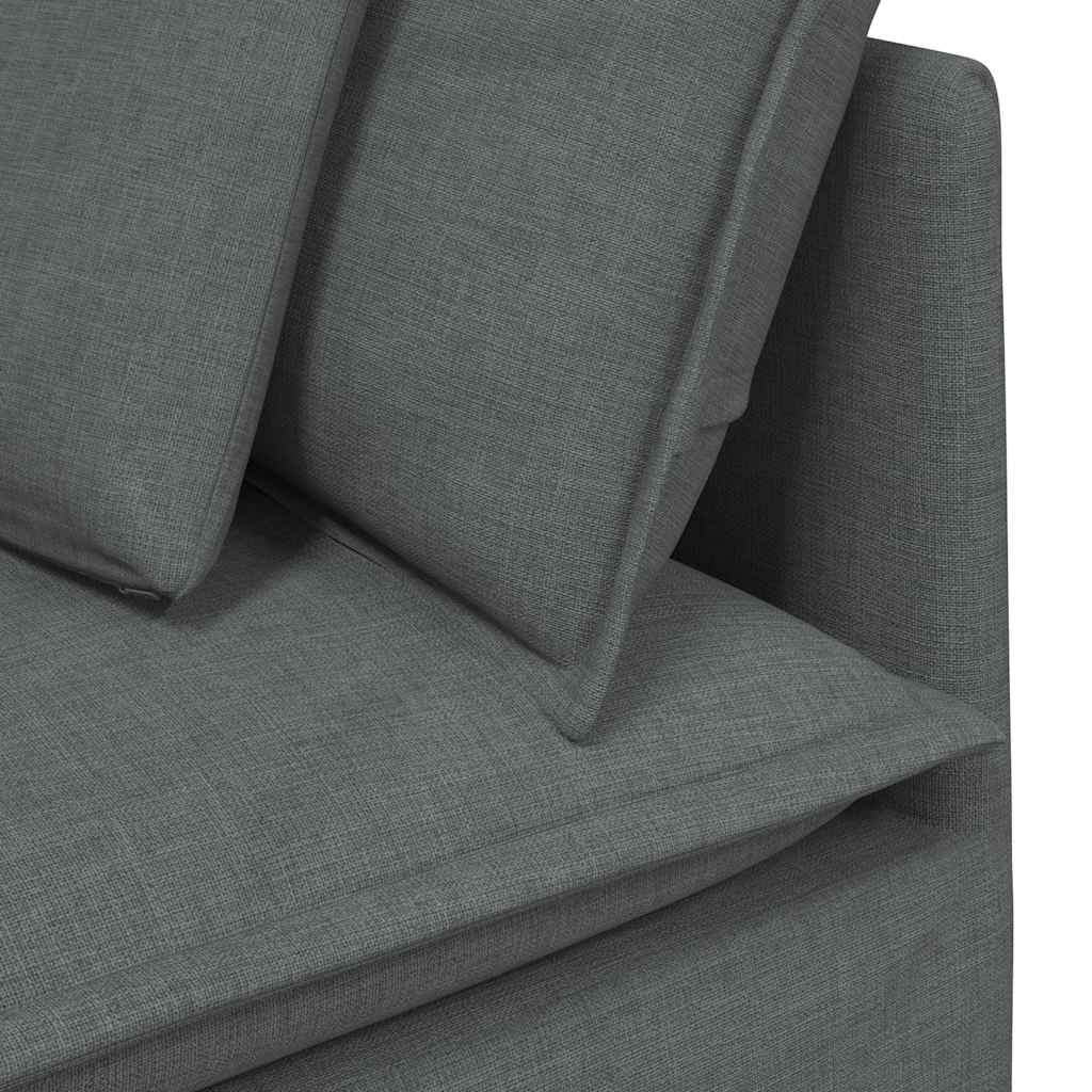 Sofá modular con cojines de tela gris oscuro