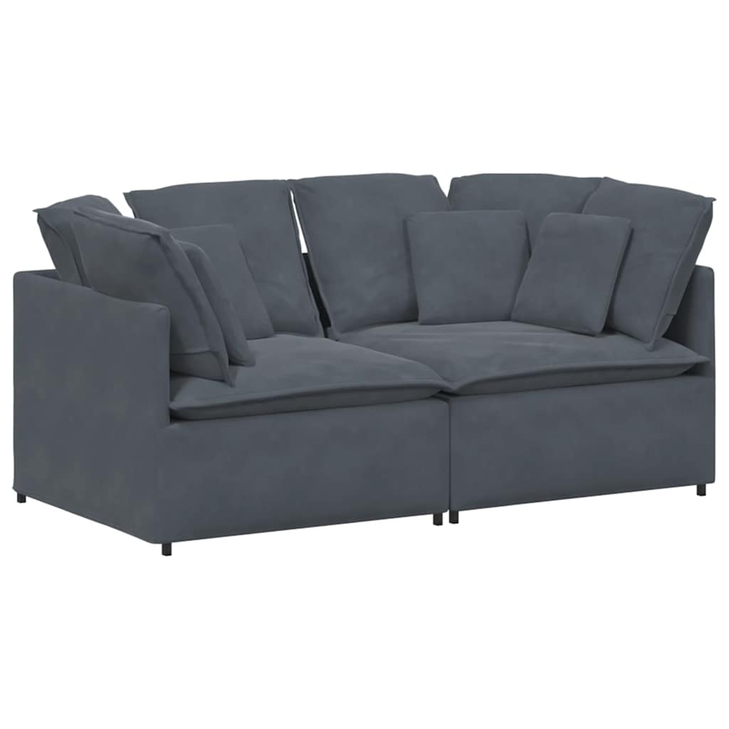 Sofá modular con cojines terciopelo gris oscuro
