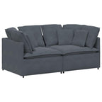 Sofá modular con cojines terciopelo gris oscuro