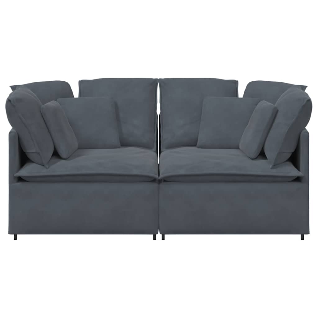 Sofá modular con cojines terciopelo gris oscuro