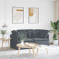 Modular sofa with dark grey velvet cushions
