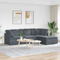 Modular sofa with footrest and dark gray velvet cushions
