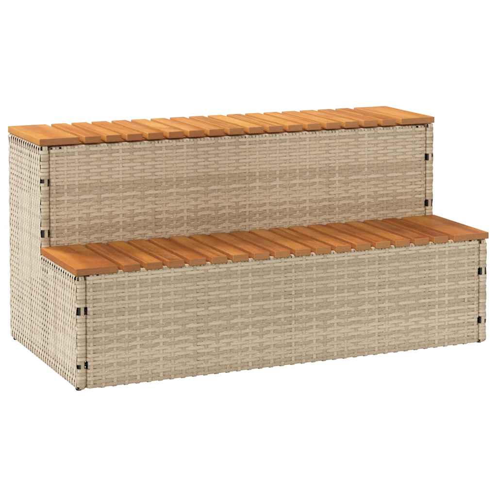 Escalón bañera hidromasaje beige 100x50x50,5 cm ratán sintético