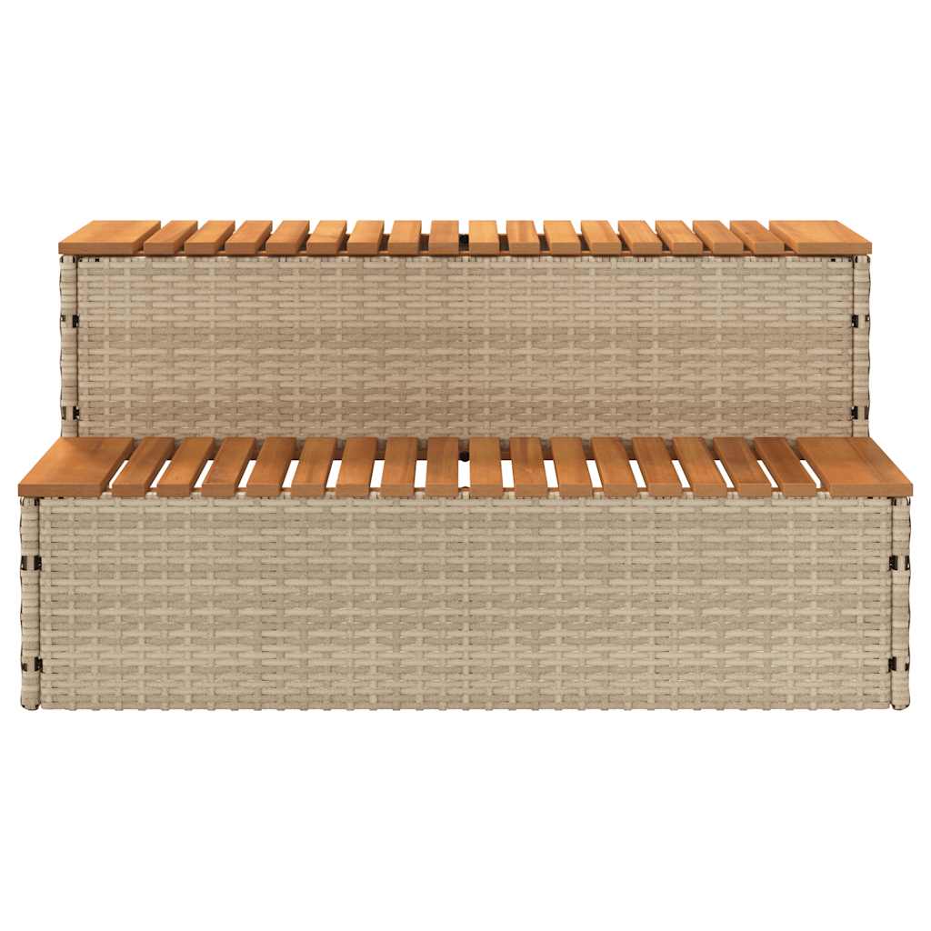 Escalón bañera hidromasaje beige 100x50x50,5 cm ratán sintético