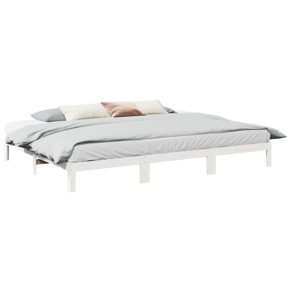 Estructura cama familiar sin colchón marrón encerado 240x200 cm