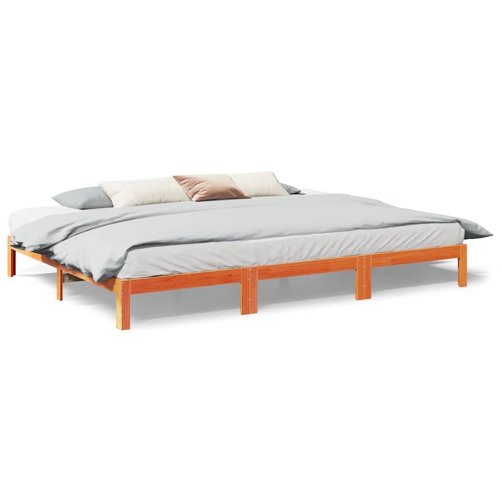 Estructura cama familiar sin colchón marrón encerado 240x200 cm