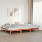 Estructura cama familiar sin colchón marrón encerado 240x200 cm
