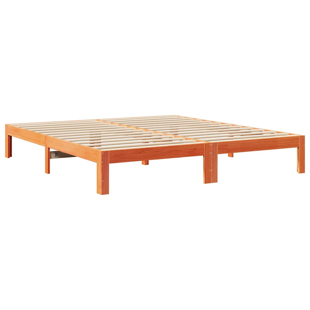 Estructura cama familiar sin colchón marrón encerado 240x200 cm