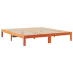Estructura cama familiar sin colchón marrón encerado 240x200 cm
