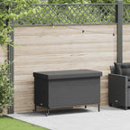 Baúl de jardín con ruedas ratán sintético beige 110x55x73 cm