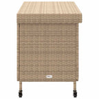 Baúl de jardín con ruedas ratán sintético beige 110x55x73 cm