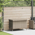 Baúl de jardín con ruedas ratán sintético beige 110x55x73 cm