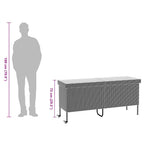 Baú de arrumação de jardim com rodas cinzento claro 160x55x75 cm vime sintético