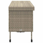 Baú de arrumação de jardim com rodas cinzento claro 160x55x75 cm vime sintético