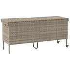Baú de arrumação de jardim com rodas cinzento claro 160x55x75 cm vime sintético