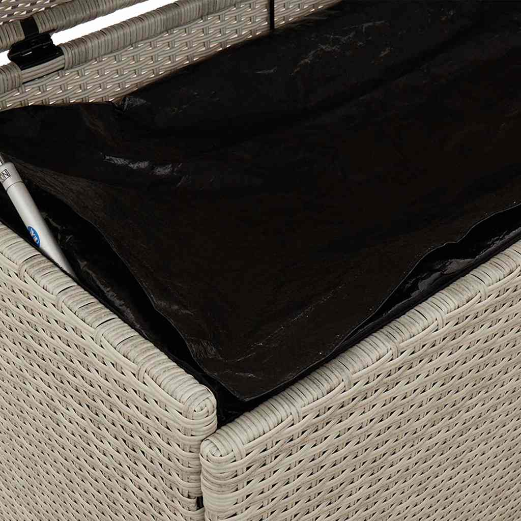 Baú de arrumação de jardim com rodas cinzento claro 160x55x75 cm vime sintético