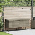 Baú de arrumação de jardim com rodas cinzento claro 160x55x75 cm vime sintético