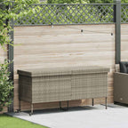 Baú de arrumação de jardim com rodas cinzento claro 160x55x75 cm vime sintético