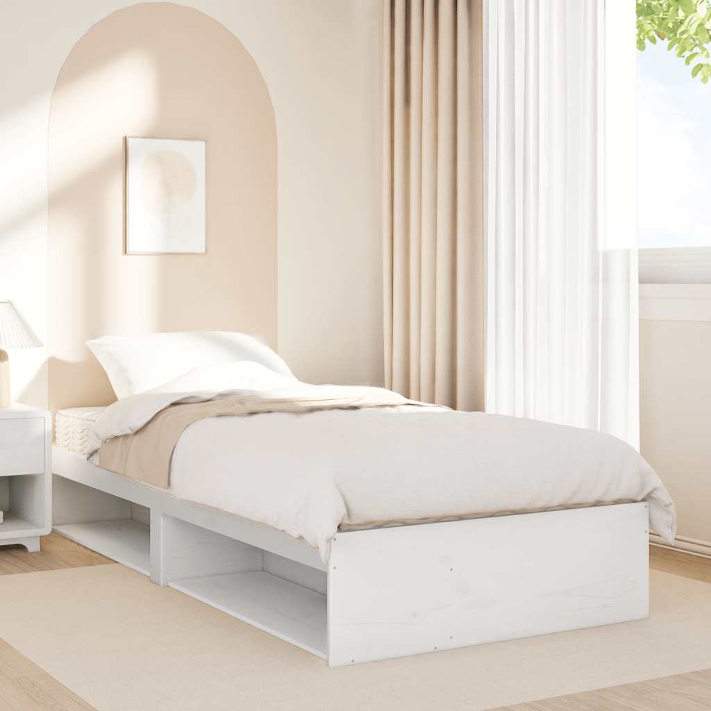 Diván con colchón blanco 100x200 cm madera maciza de pino