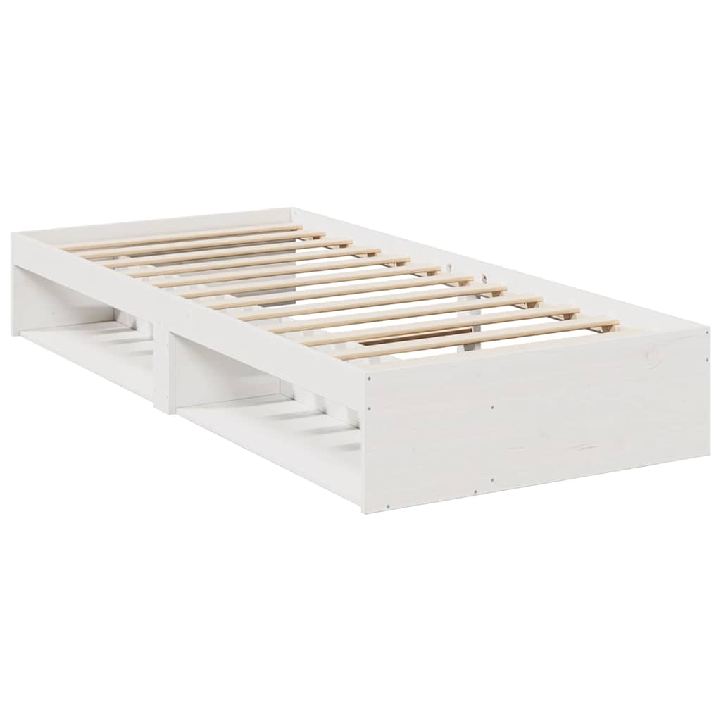 Diván con colchón blanco 100x200 cm madera maciza de pino