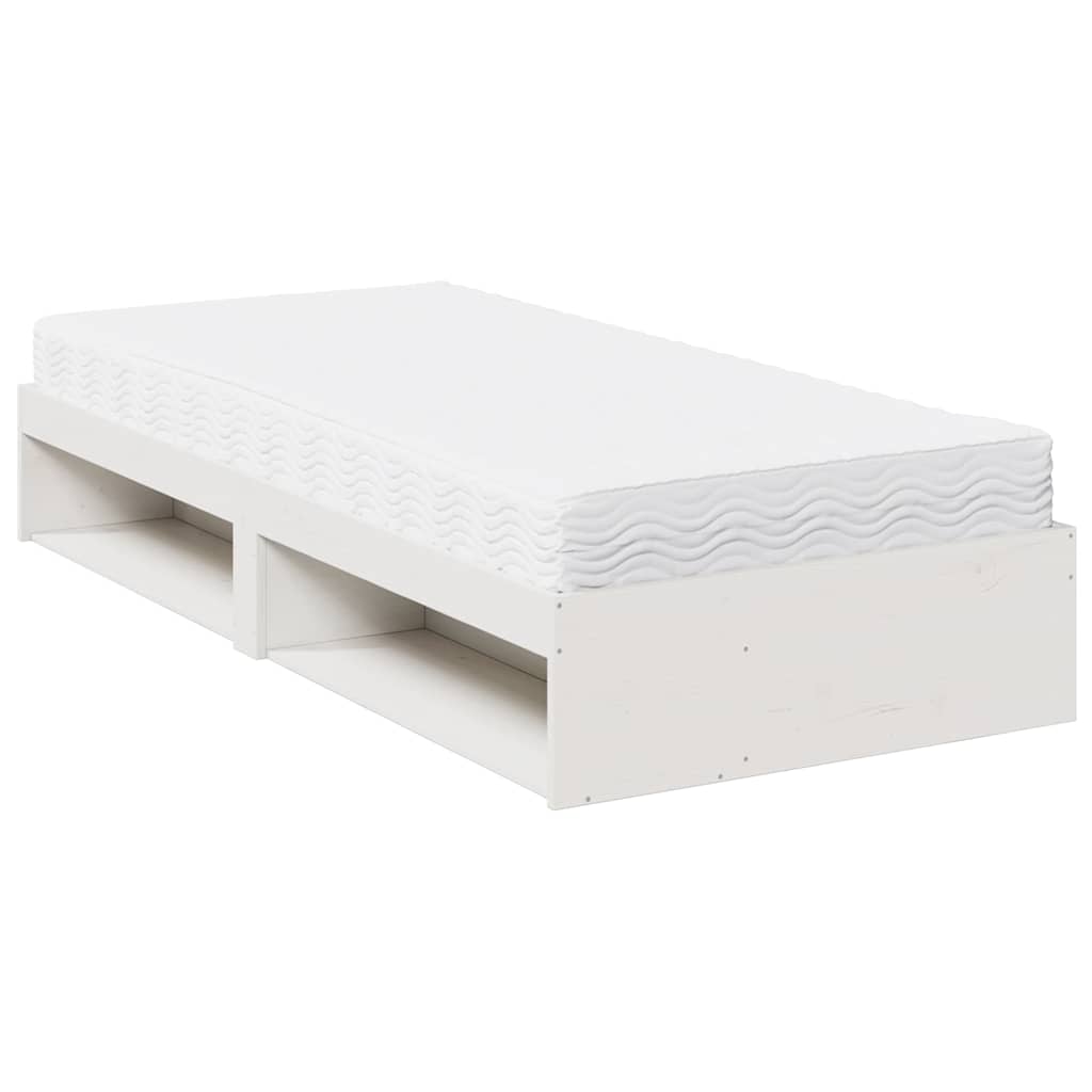 Diván con colchón blanco 100x200 cm madera maciza de pino