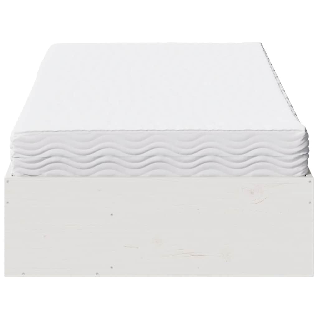 Diván con colchón blanco 100x200 cm madera maciza de pino