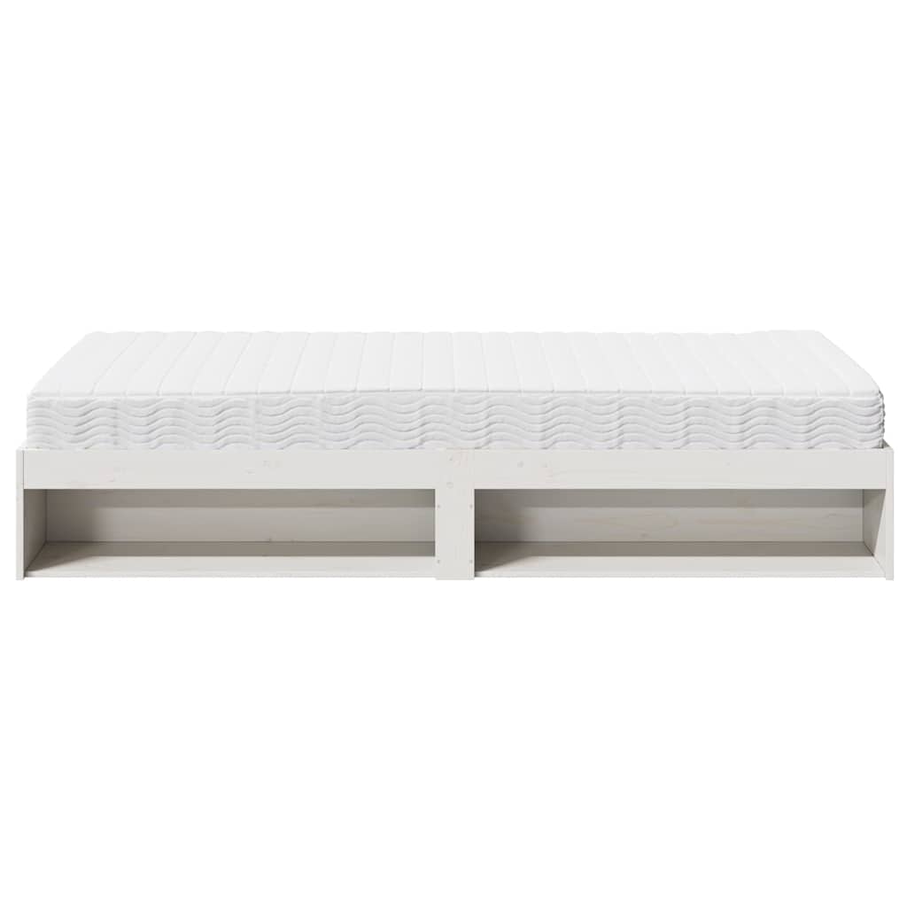 Diván con colchón blanco 100x200 cm madera maciza de pino