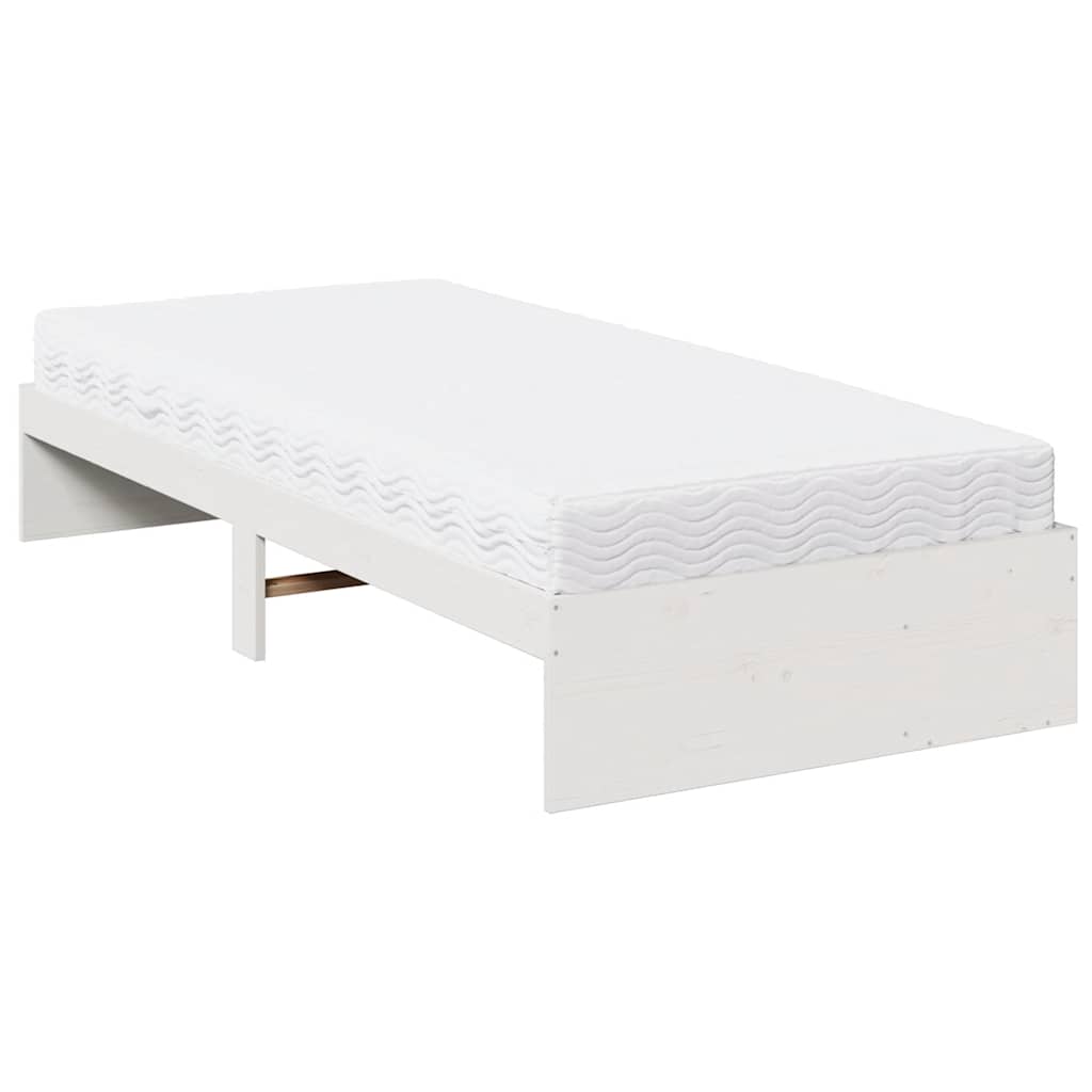 Diván con colchón blanco 100x200 cm madera maciza de pino