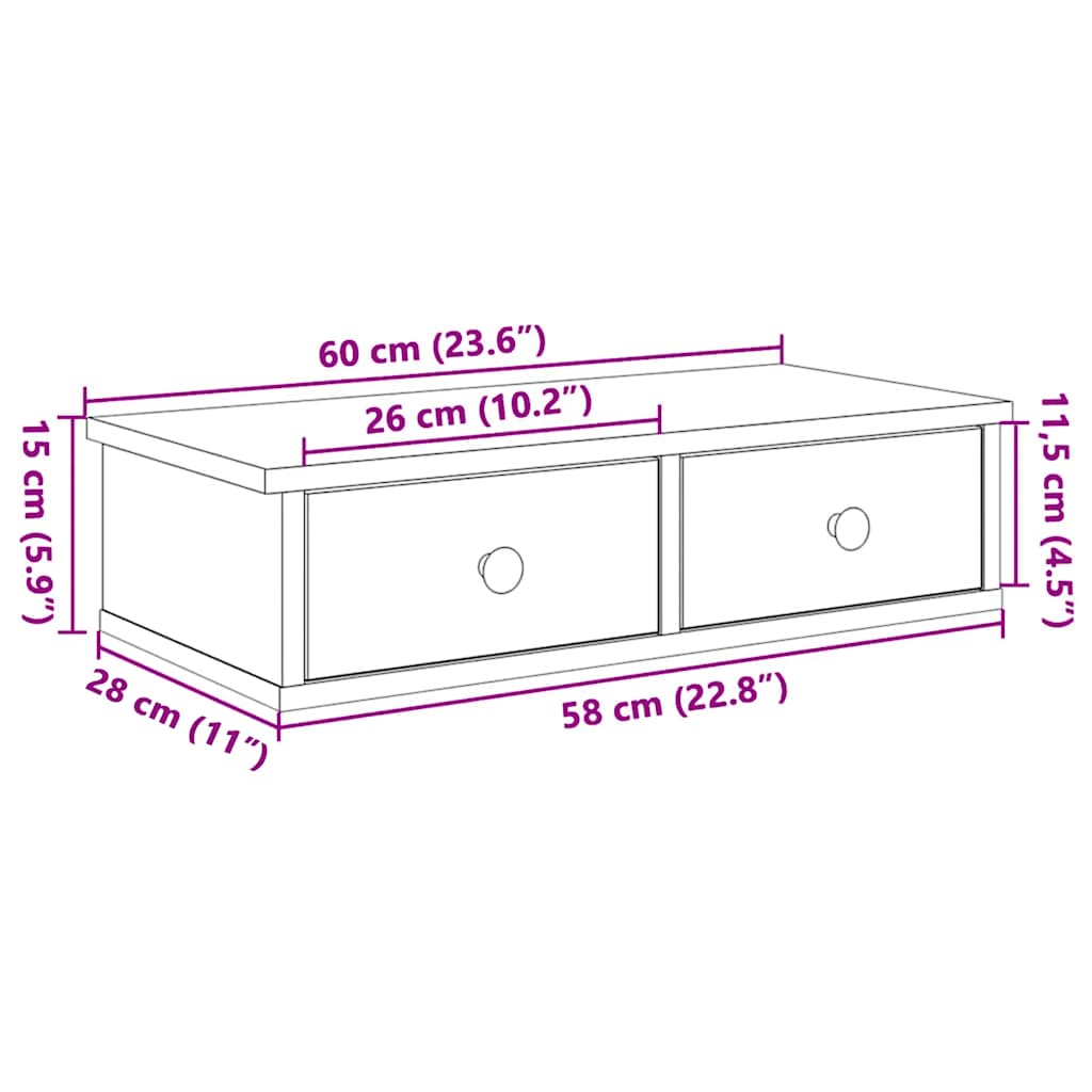 Estante de pared cajones madera contrachapada roble artesanal