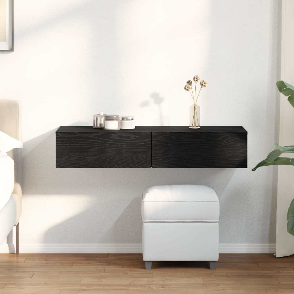 Handcrafted oak plywood wall shelf with drawers