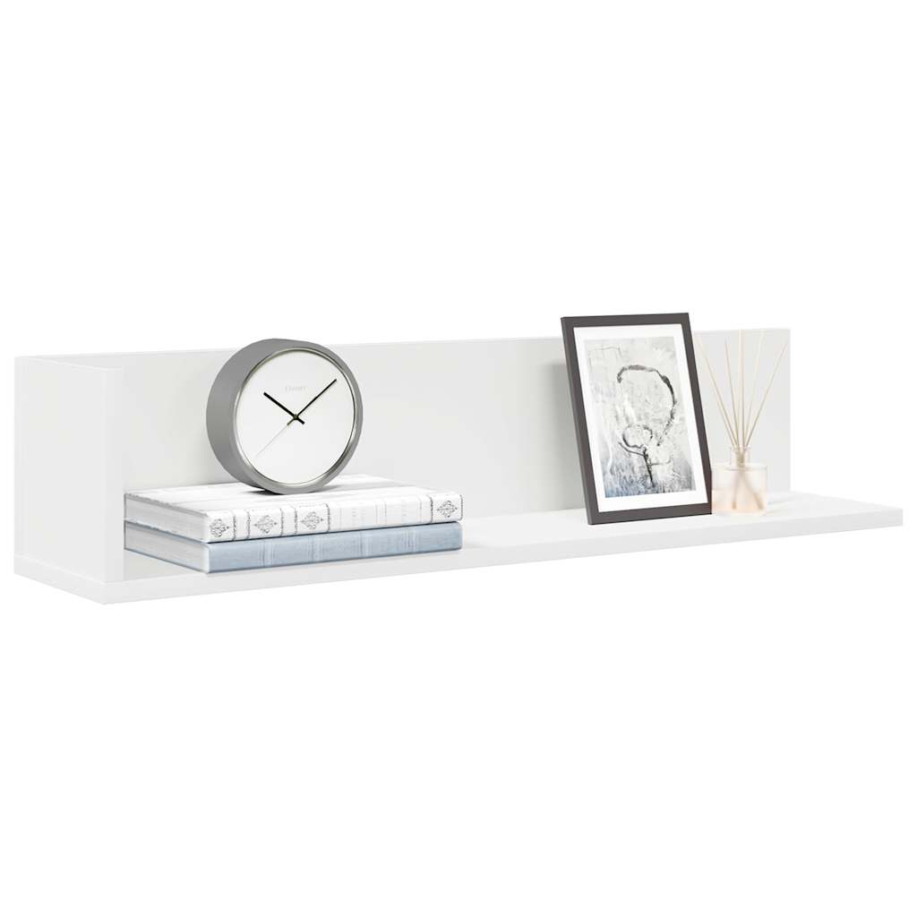 Estante de pared 2 uds madera ingeniería blanco 100x16,5x16,5cm