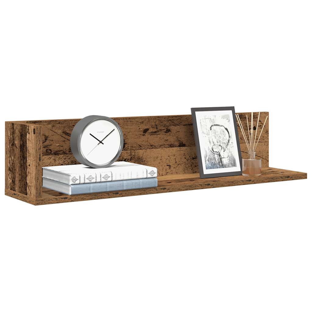 Estante de pared 2 uds madera ingeniería blanco 100x16,5x16,5cm