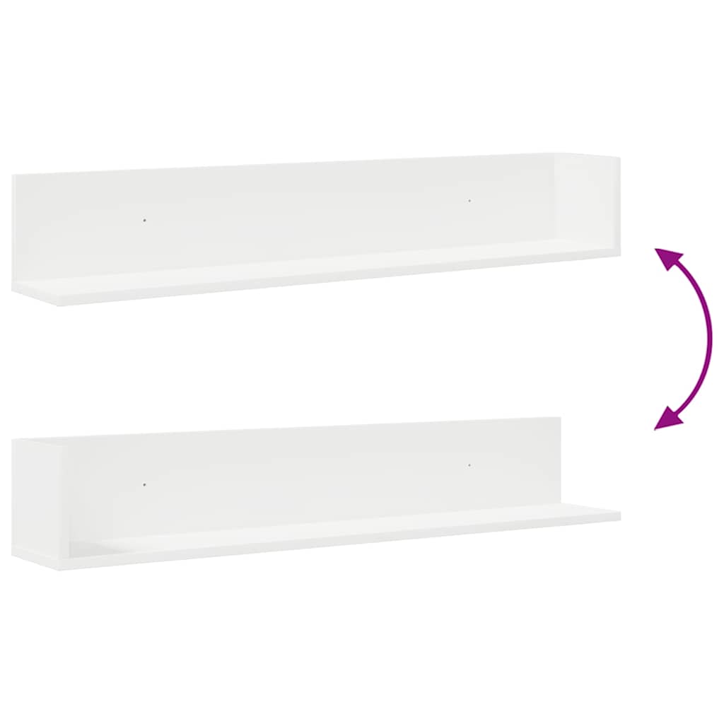 Estante de pared 2 uds madera ingeniería blanco 100x16,5x16,5cm