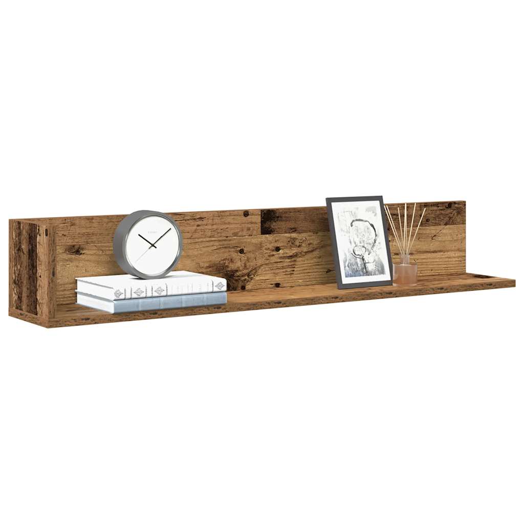 Estante de pared 2 uds madera ingeniería blanco 100x16,5x16,5cm