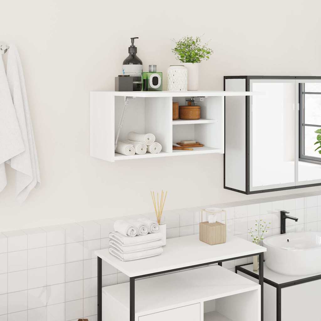 Armario de pared baño madera ingeniería gris sonoma 100x25x30cm