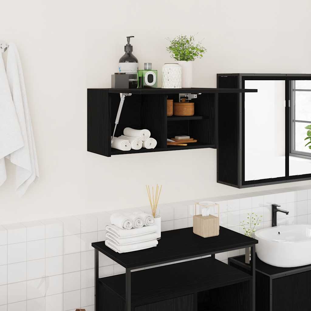 Armario de pared baño madera ingeniería gris sonoma 100x25x30cm