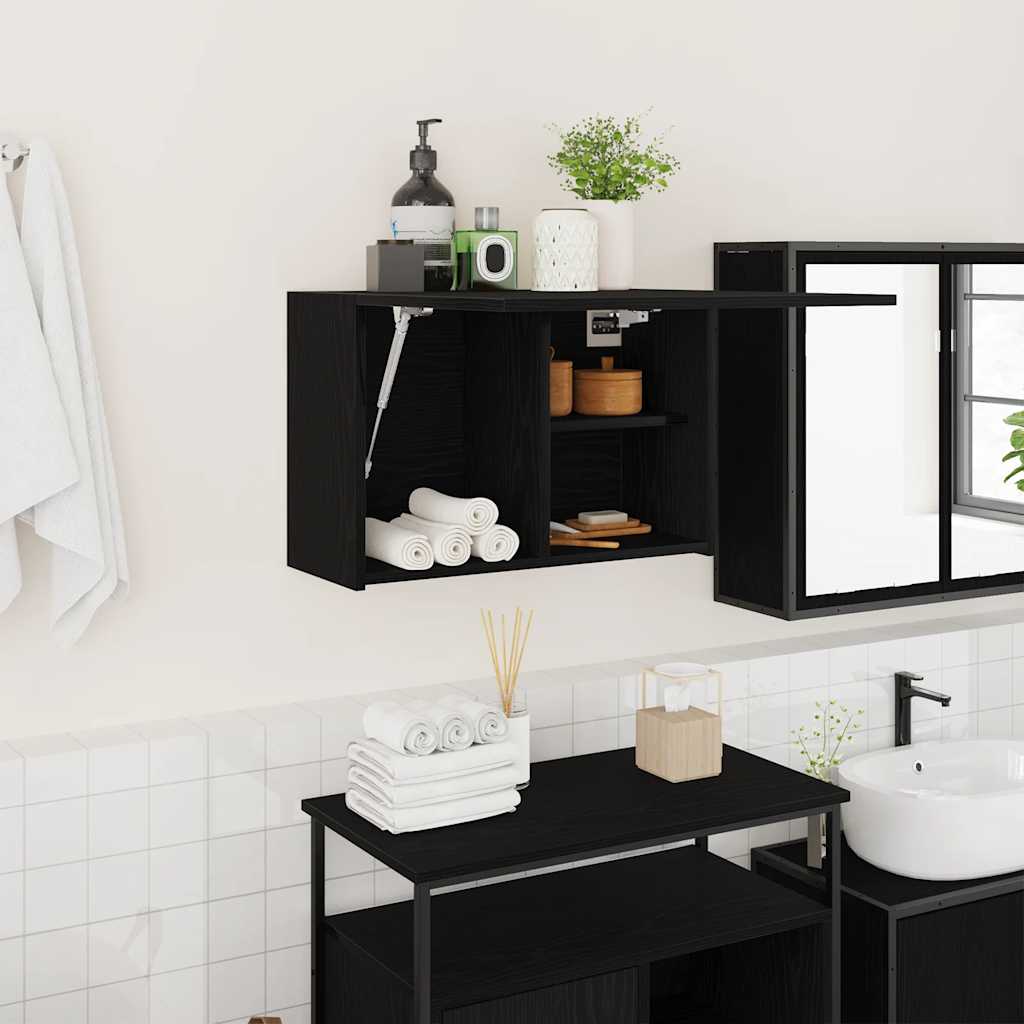 Armario de pared baño madera ingeniería gris sonoma 100x25x30cm