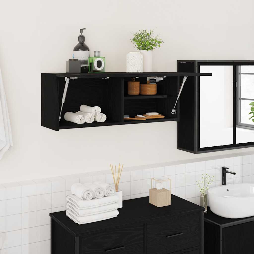 Armario de pared baño madera ingeniería gris sonoma 100x25x30cm