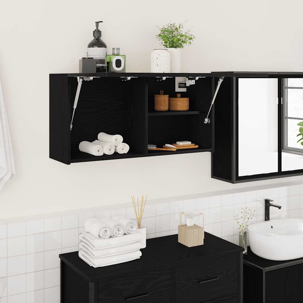 Armario de pared baño madera ingeniería gris sonoma 100x25x30cm