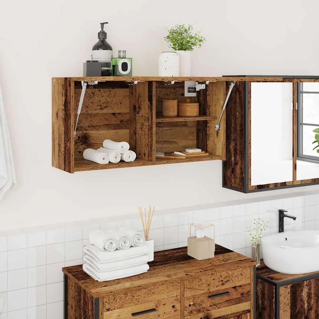 Armario de pared baño madera ingeniería gris sonoma 100x25x30cm